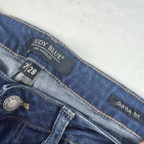 Judy Blue Jean Women 28x25* Crop Flare Skinny Mid Rise Blue Stretch Denim Tag 28 - Picture 7 of 16